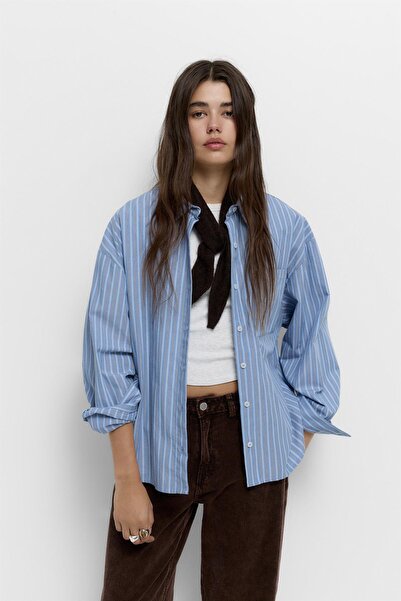 Pull & Bear Ön cepli çizgili gömlek