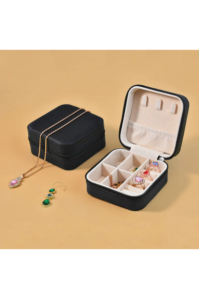 istanbulay صندوق تخزين المجوهرات - حقيبة سفر محمولة للخواتم والأقراط والقلائد