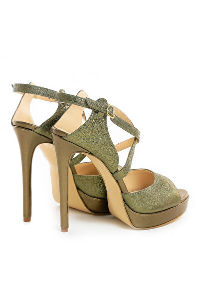 Vanilla Days Berna Slim Heel Sandals, Leather, Green, 13cm Heel