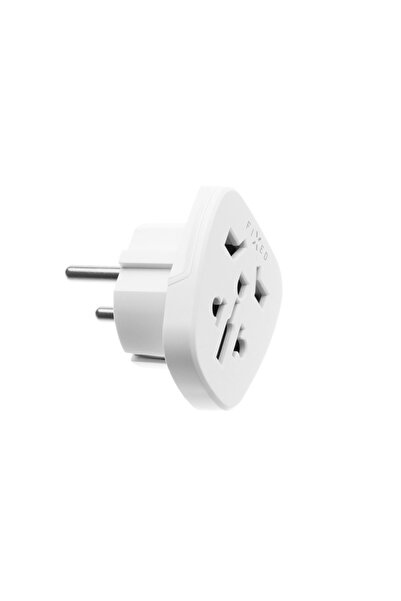 FIXED Universal Socket Adapter, Travel 2500W 10A Globally Compatible, EU Plug, Compact Design, White