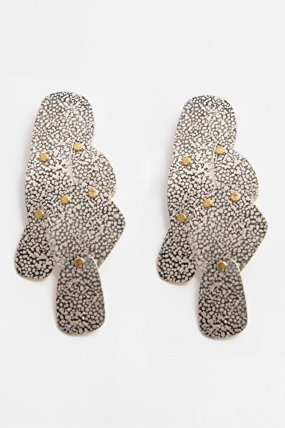 Pull & Bear Metalik Plakalı Küpe