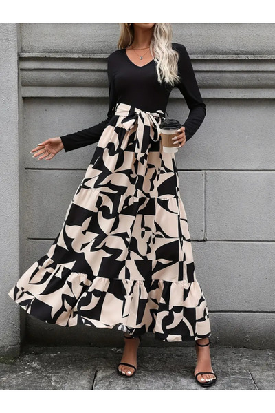 JANES Women's Long Sleeve Crew Neck Long Dress