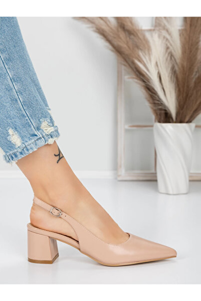 mei Chunky Heel Shoes 5YZ11 Peach