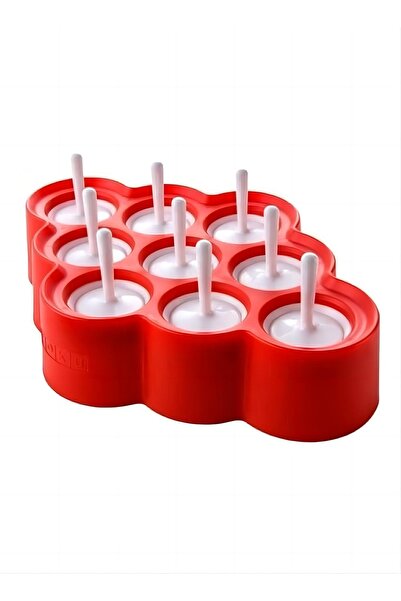 HALAMODO قالب آيس كريم صغير أحمر 10.2x6.7x2.1 سم، قالب مصاصة سيليكون، صينية ث...