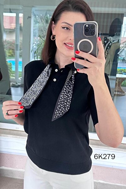 İnce Topuk Scarf Knitwear Blouse 6K279