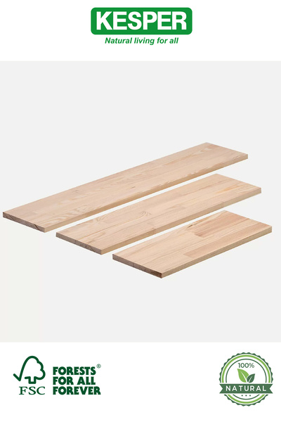 Kesper Doğal Ahşap Raf Panosu – Çam & Ladin Ağacı | FSC Sertifikalı | %100 Do...