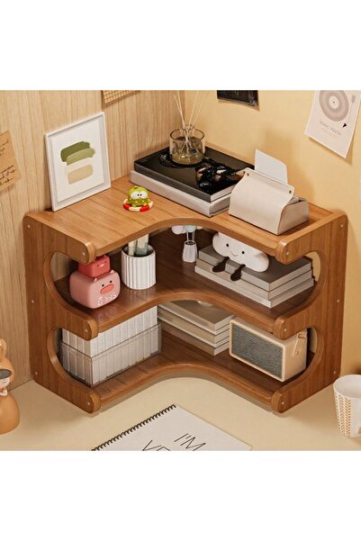 Zztcmp Bamboo Corner Shelf, Desktop Corner Organizer, Multi-Layer Storage Rack,Desktop Shelf