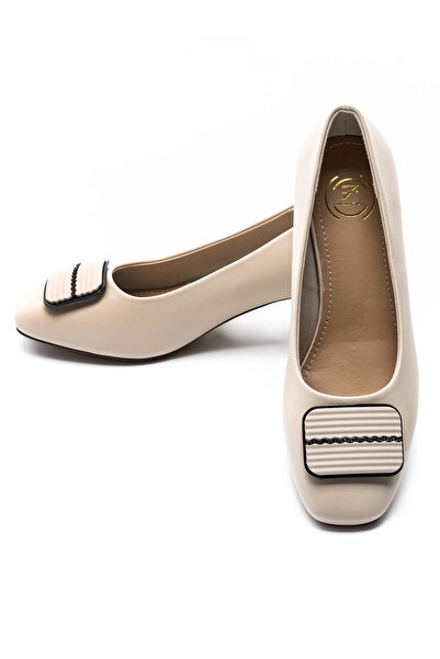 advancer Pantofi cu Toc Gros TP2377-2 Crem