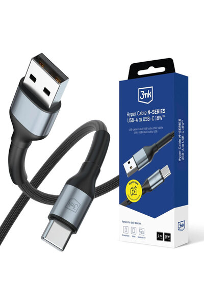 3MK USB to Type-C Data Cable Hyper N, black, 18W, 2m