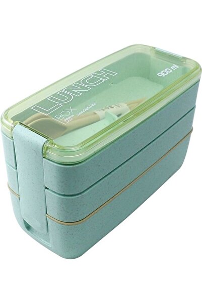 HALAMODO Green Lunch Box with 3 Layers