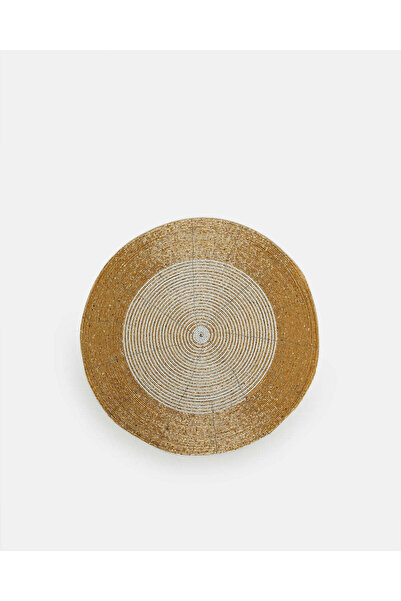 REDTAG Gold And White Round Beaded Placemat