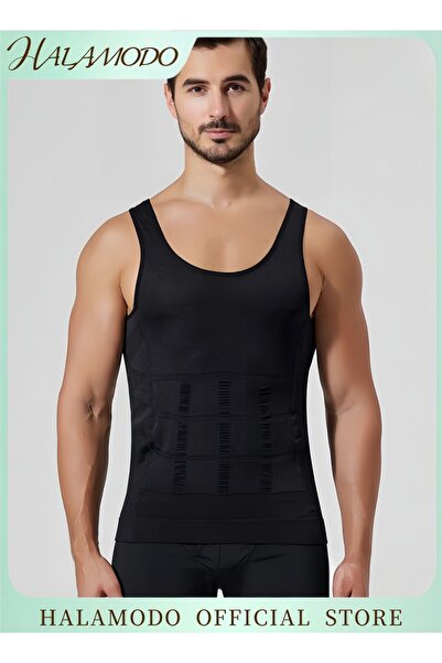 HALAMODO Men's Body Shaper Slimming Vest Tummy Control Shapewear Compression Base Layer Slim Muscle Shirt