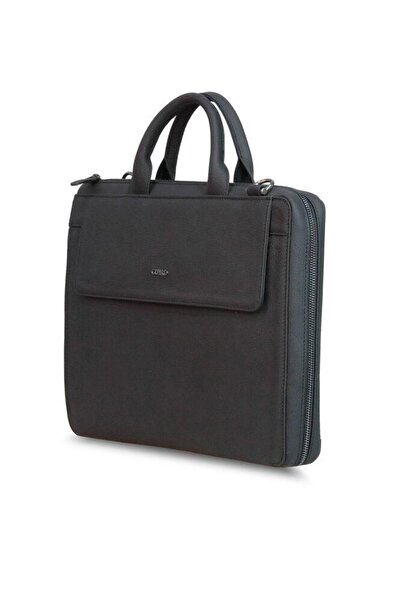 GUARD Slim Black Leather Briefcase