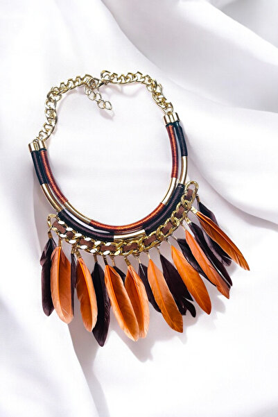 PETEK AKSESUAR Ethnic Feather Choker Necklace