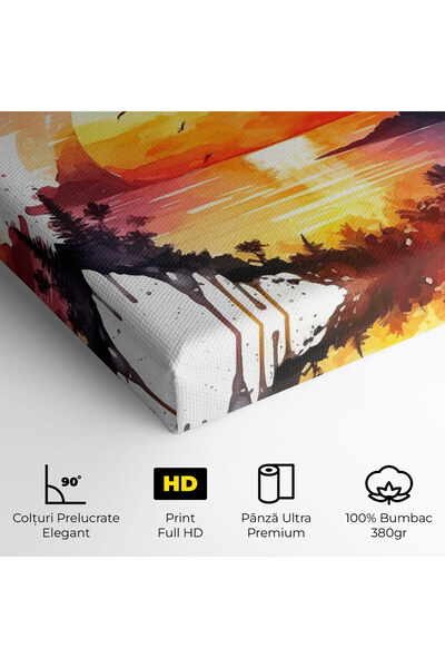 Arthub Canvas Painting, Bedroom And Living Room, Landscapes, Purple Sunset Art