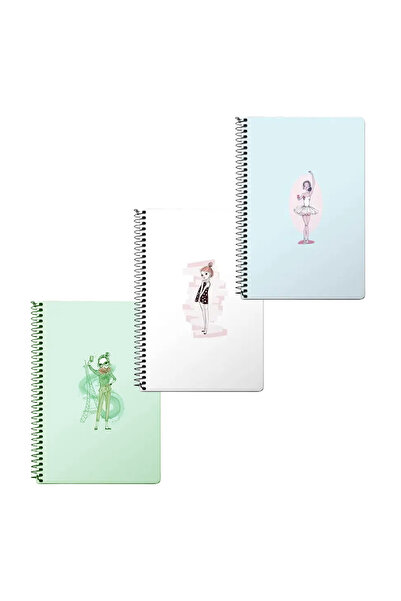 Stylizedd (Pack of 3) A5 Spiral Notebook Memo Notepad Journal - Selfie By Eiffel, Shy Teen, Twirling Ballerina