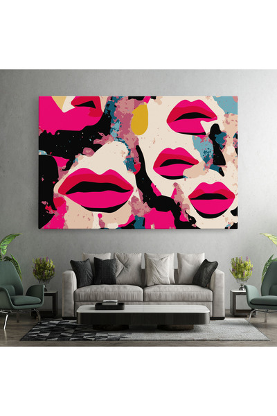 Arthub Canvas Painting, Bedroom And Living Room, Women, Pink Lips