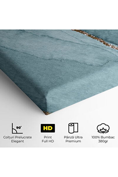 Arthub Canvas Painting, Bedroom And Living Room, Abstract, Blue Golden Glitter