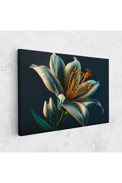 Arthub Canvas Painting, Bedroom And Living Room, Flowers, Blue Grey Lily