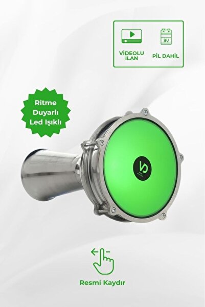SALVADOR SV104AL - Yeşil LED Işıklı (Ritme Duyarlı) Alüminyum Klasik Darbuka