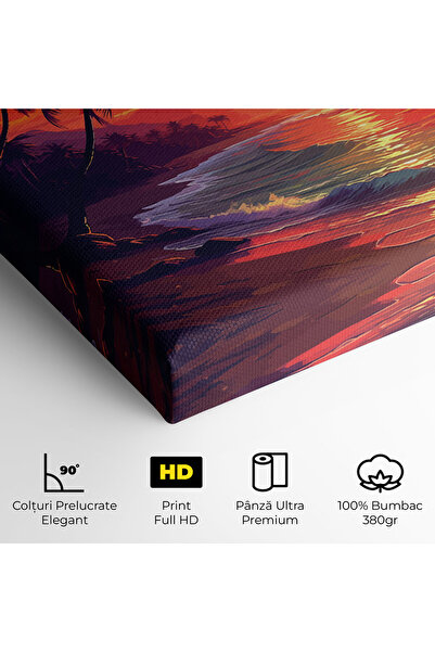 Arthub Canvas Painting, Bedroom And Living Room, Landscapes, Purple Orange Sunlight