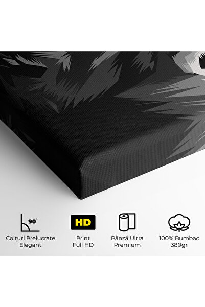 Arthub Canvas Painting, Bedroom And Living Room, Modern, Grey Cat On Black