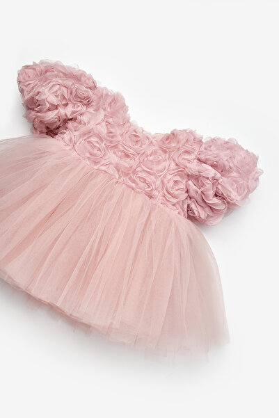 Le Mabelle Dried Rose Detailed Baby Girl Dress - Elina