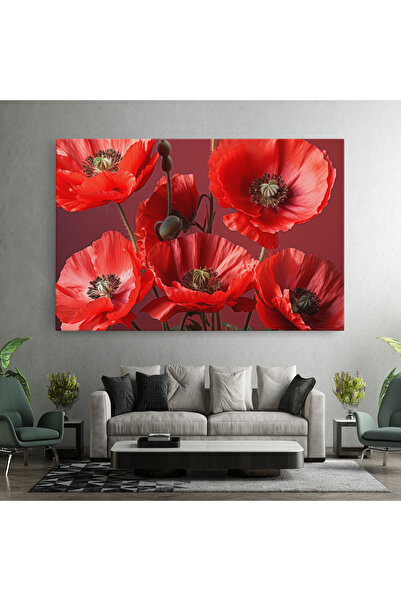 Arthub Canvas Painting, Bedroom And Living Room, Flowers, Red Poppies