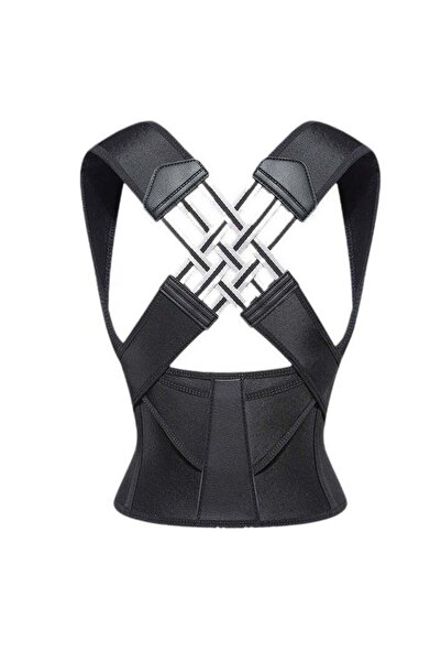Beauenty Adult Posture Corrector Back Support Brace 1.5 Thickness - Black XL