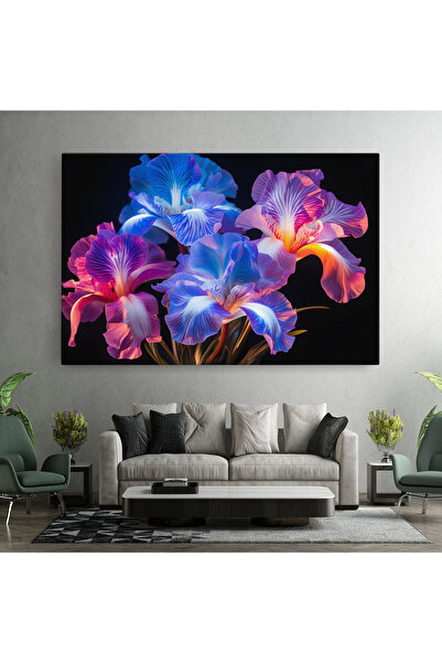 Arthub Canvas Painting, Bedroom And Living Room, Flowers, Blue Light Iris
