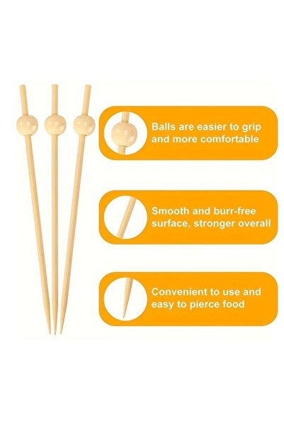 Generic 100PCS 4.7IN Wooden Ball Toothpicks - Bamboo Skewers for Drinks Food Party Charcuterie Boards