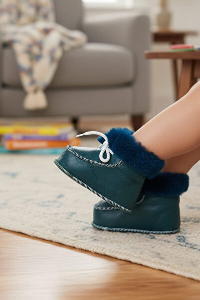 CEYDA SHOES Nursery, Baby, Children, Genuine Leather, Soft, Non-Slip Soles, Fur House Boots, Slippers, Booties