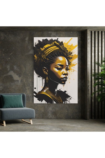 Arthub Canvas Painting, Bedroom And Living Room, Women, Gold African Woman