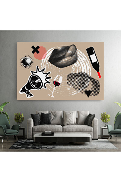 Arthub Canvas Painting, Bedroom And Living Room, Modern, Lips Mouth Collage