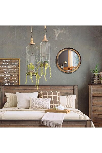 Generic Fanirum 31 cm Ornate Vintage Round Wall Mirror, Antique Gold