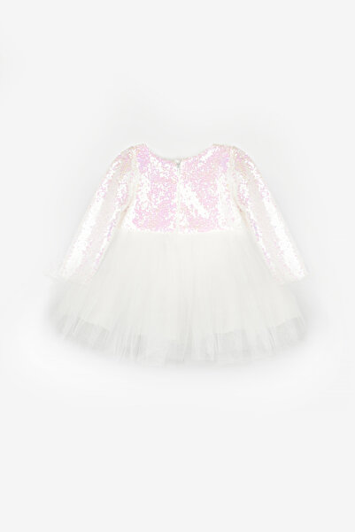 Le Mabelle White Sequin Long Sleeve Baby Girl Dress - Berry