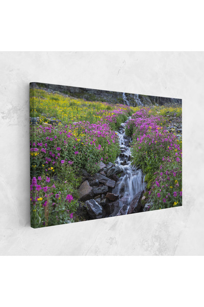 Arthub Canvas Painting, Bedroom And Living Room, Landscapes, Purple Field Waterfall