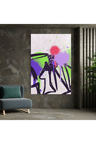 Arthub Canvas Painting, Bedroom And Living Room, Modern, Green Purple Graffiti