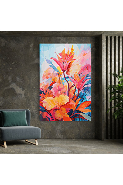 Arthub Canvas Painting, Bedroom And Living Room, Modern, Orange Art Flower