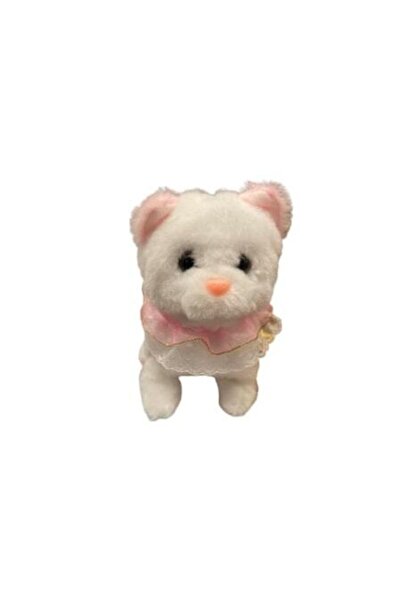 OEM Interactive plush kitten, white with pink, neck accessory, meows and wags its tail, 16 cm, 3+ years