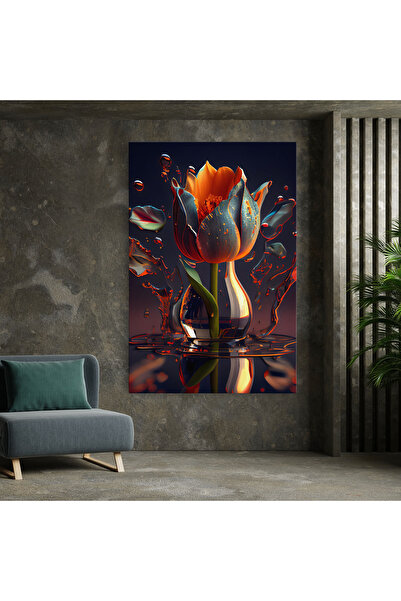 Arthub Canvas Painting, Bedroom And Living Room, Flowers, Black Tulip In Vase