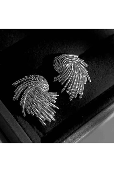 Pursehuit Silver-colored, braided, stainless steel earrings, 18k gold-plated, Selma C4