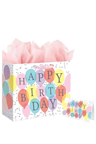 Generic 13 حقيبة هدايا عيد ميلاد سعيدة كبيرة مع ورق مناديل وبطاقة للفتيات وال...