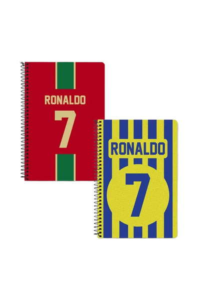 Stylizedd (Pack of 2) A5 Spiral Notebook Memo Notepad Journal - Football Player Name - Ronaldo Jersey no 7