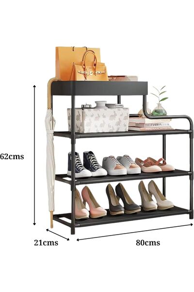 Home Dwell 4-Tier Metal Shoe Rack with Top Shelf - Sturdy Modern Shoe Storage
