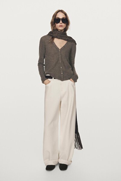 Massimo Dutti Yün karışımlı V yaka hırka