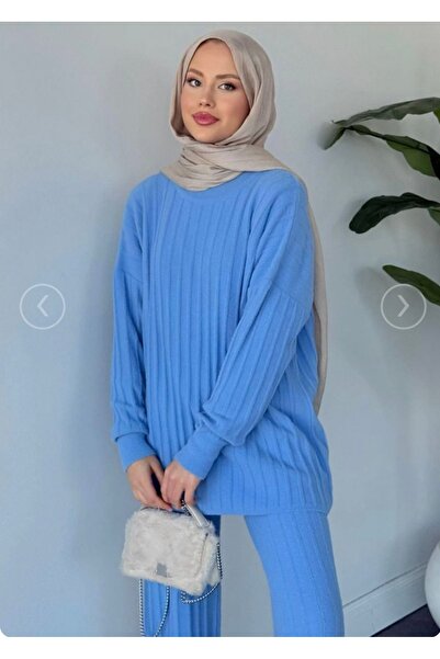 GÜZELLER Angora Trouser Knitwear Set with Tassels