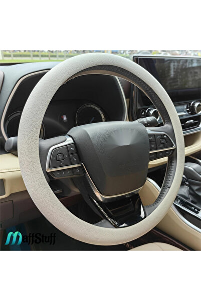 MaffStuff MaffStuff® Beige Silicone Elastic Steering Wheel Cover – Universal, Non-Slip, Premium Comfort