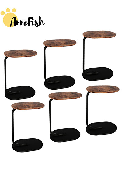 AnneFish 6Pcs C Shaped End Table Coffee Table Set Sofa Side Table End Table Small Service Table Couch Table