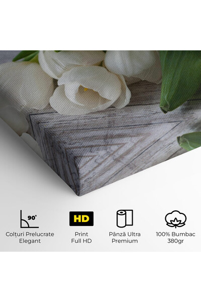 Arthub Canvas Painting, Bedroom And Living Room, Flowers, White Tulips Bouquet